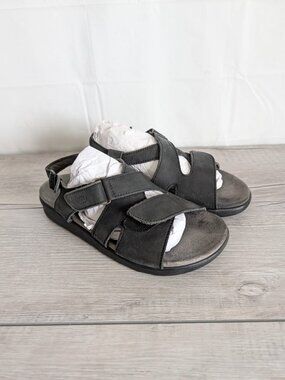 SAS Huggy Cross Strap Sandal Womens 8Wide Black Leather EZ Strap Tripad Comfort